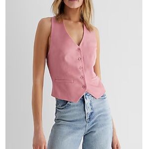 NWOT Express Linen Blend Cross Back Vest Sz S